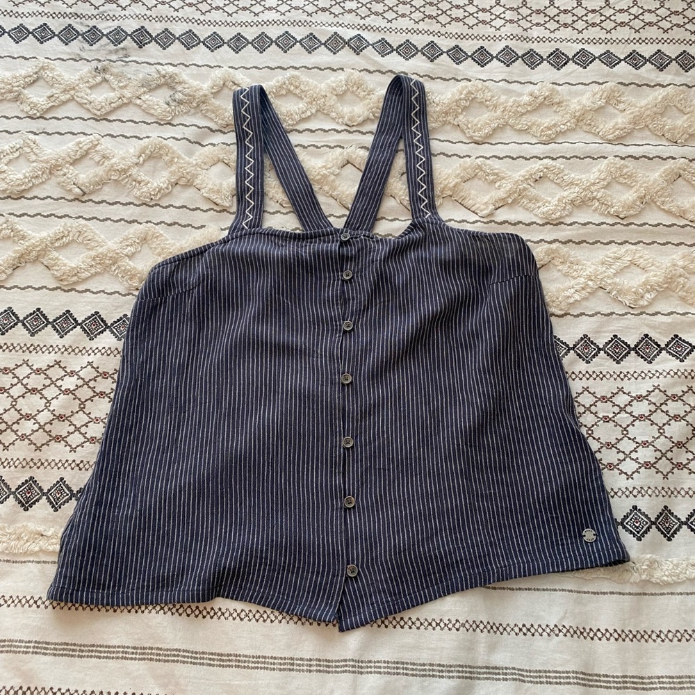 Roxy navy blue pinstripe tank top small